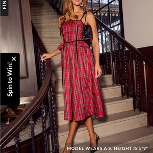 Vici Scarlet Checkered Midi Dress